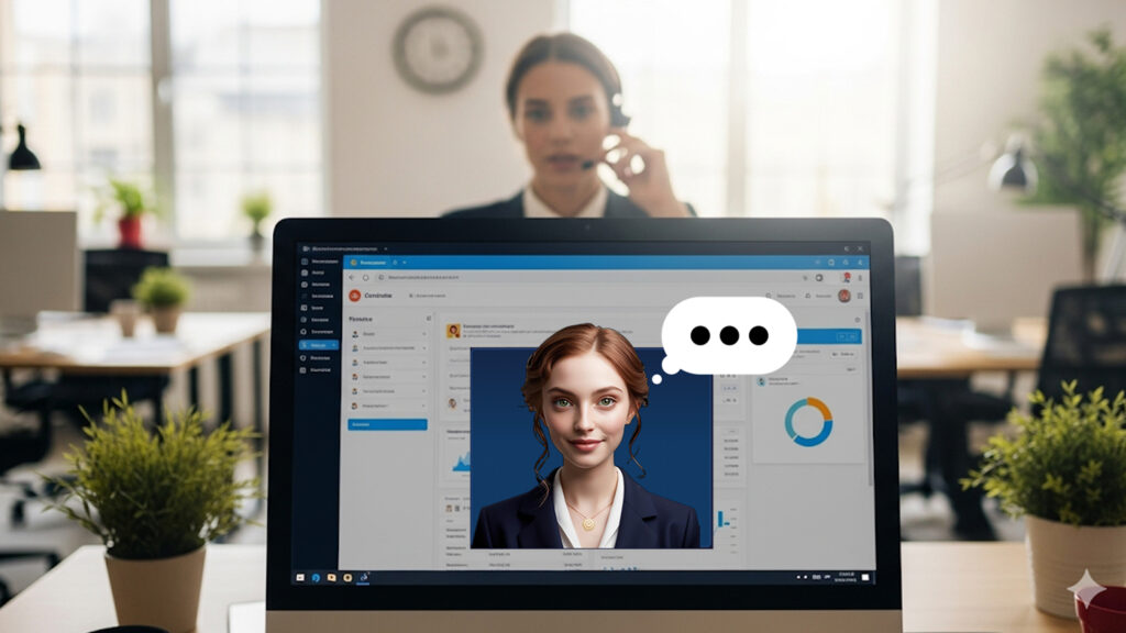 AI Agent loaded in monitor in front of sales agent